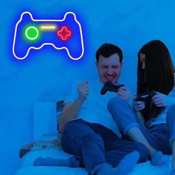 Spelplatta Formade Neonskyltar Ljus Väggdekor USB-driven LED Nattljus-Blå