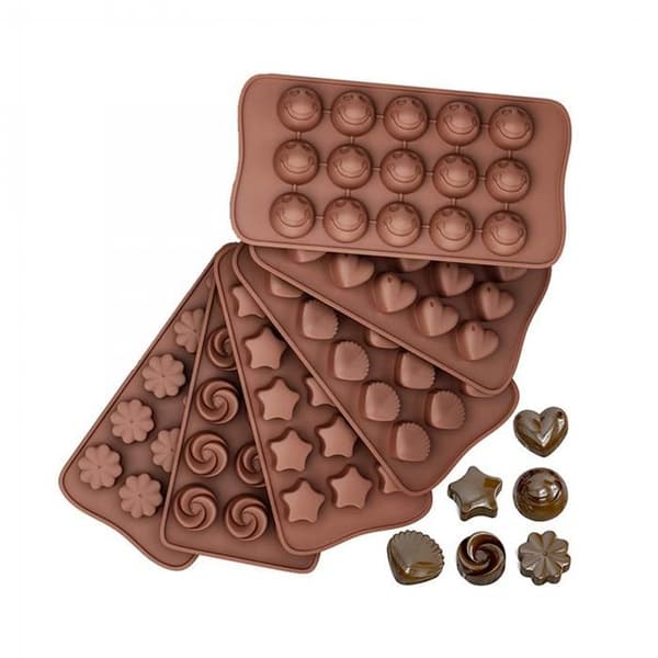 Silikone chokoladeforme, sæt af 6, hjerteformede, til originale kreationer, jul og hjemmelavet bagværk.