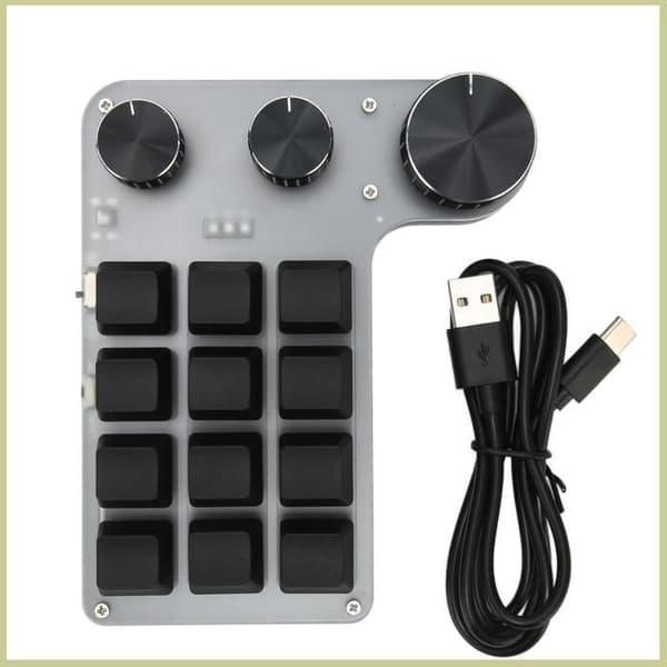 Mini mekanisk tastatur - COCOSITY - 12 taster til én hånd - Røde switches - USB-C/Bluetooth - Fuldstændig programmerbar