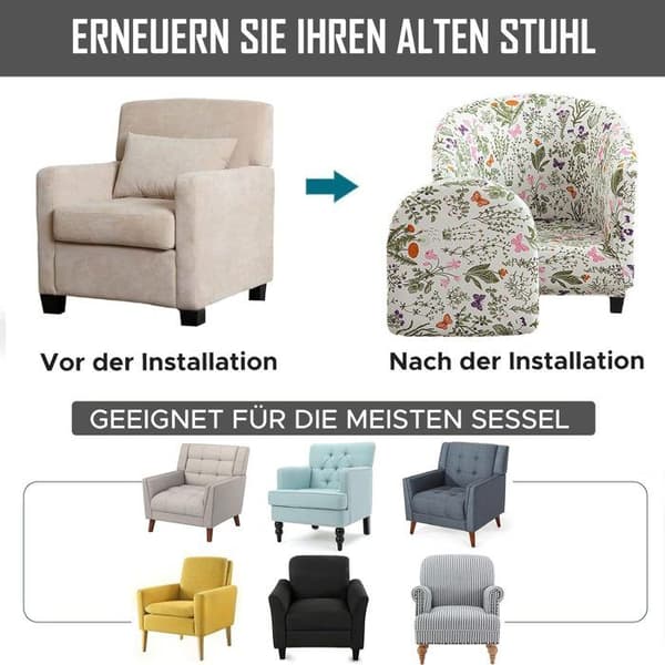Sofaovertræk 1 plads - 3 dele, elastisk, trykt, med pudeovertræk - Passer til lænestol Etikette