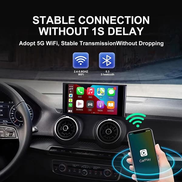 Trådlös CarPlay-adapter - LICHIFIT - TY-C13 - Trådad till Wi‑Fi+Bluetooth - USB-A/USB-C - iPhone iOS10+