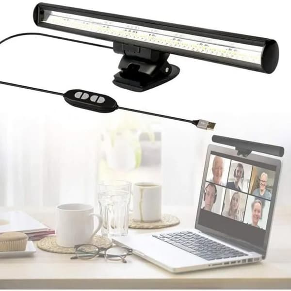 USB LED-lampe til computerskærm, 10 lysstyrker, 3 farvetemperaturer