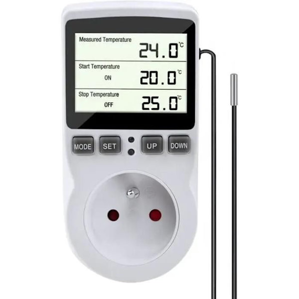 Termostatregulator - RICEEL - Digital - Programmbar - LCD-skärm - Sensor på 1,8 m