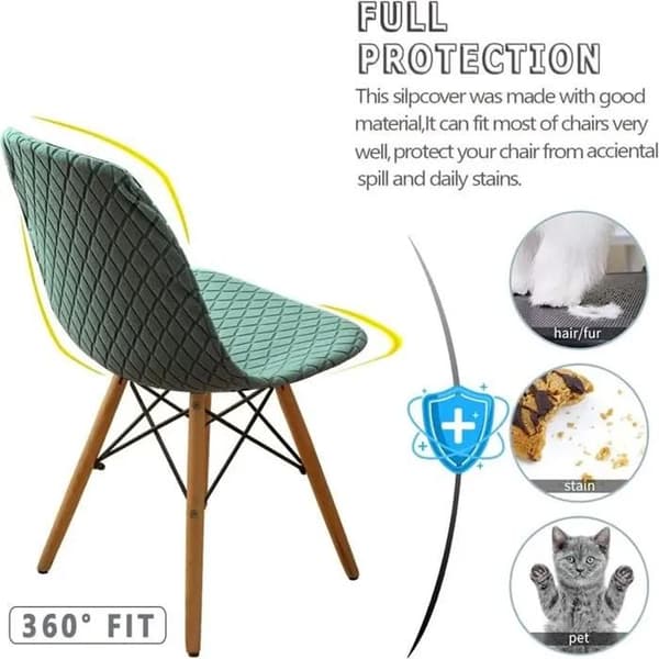 Stolsöverdrag för matsal - Diamant Jacquard - Ljusgrön - Hög elastisk stretch - 4-pack Ljusgrön