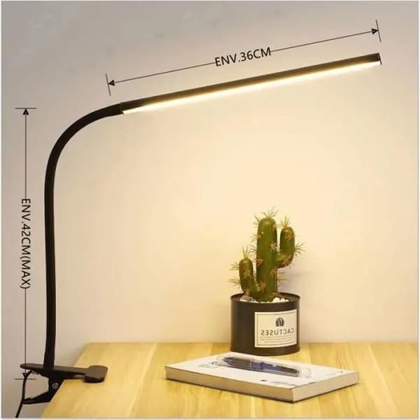 Kontorlampe - LED - USB-klemme - 3 lysindstillinger - Øjenbeskyttelse - 12W - Sort