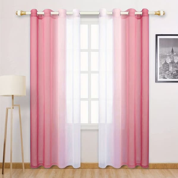 Gardiner - Gradient - Semi-lysende - Rosa - 132 x 213 cm (sæt af 2, øjer) Rosor