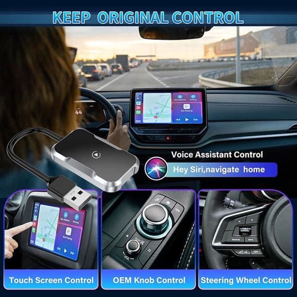 Trådlös CarPlay-adapter - LICHIFIT - TY-C13 - Trådad till Wi‑Fi+Bluetooth - USB-A/USB-C - iPhone iOS10+