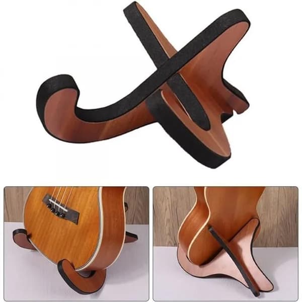 Stöd för ukulele, stöd för gitarr, bärbart och hopfällbart trästöd för musikinstrument av typ X