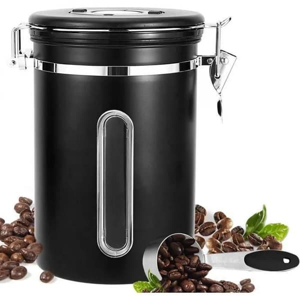 Kaffeboks - 1,8 L - Hermetisk - Rustfrit stål - Datoindikator