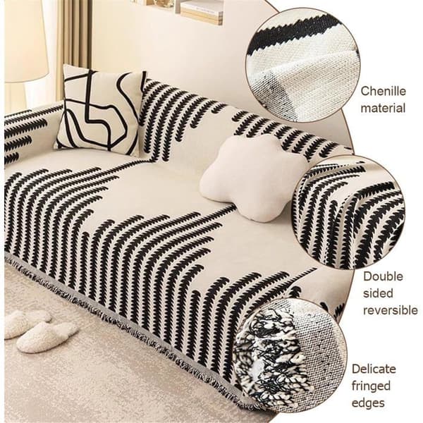 Sofaovertræk - Boheme stil - vendbar - sort - 180 x 130 cm