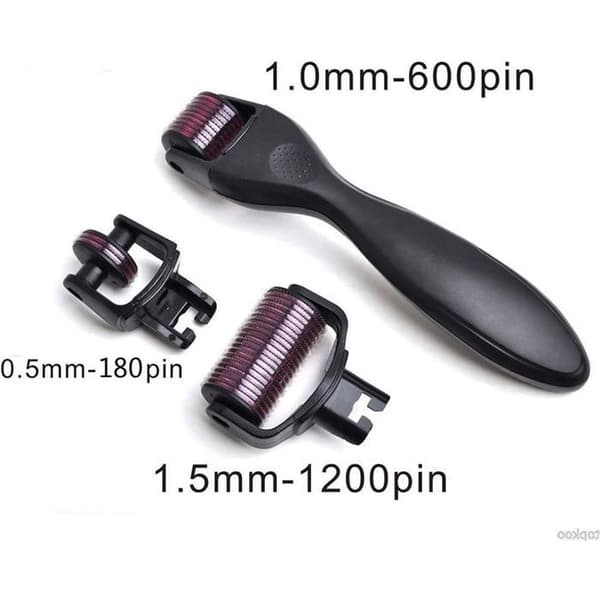 Derma roller - AUCUNELY - 3-i-1 - Titan - 0,5/1/1,5 mm - Ansikte & hårbotten
