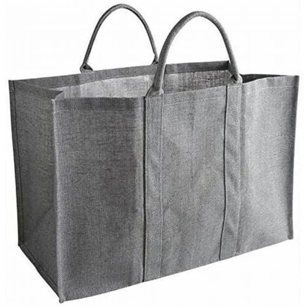 Vedpåse - Plastifierad jute - 41 x 26 x 33 cm - Grå - Utomhus Grå