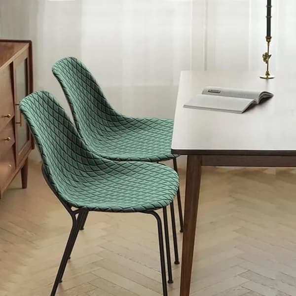 Stolsöverdrag för matsal - Diamant Jacquard - Ljusgrön - Hög elastisk stretch - 4-pack Ljusgrön