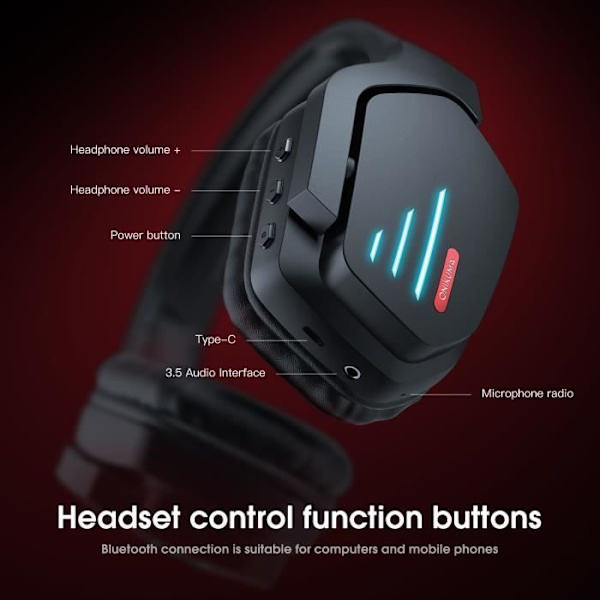 Bluetooth-hörlurar - ANTCOOL - B60 - Bullerdämpning - 2,4 GHz & Bluetooth - Multiplattform
