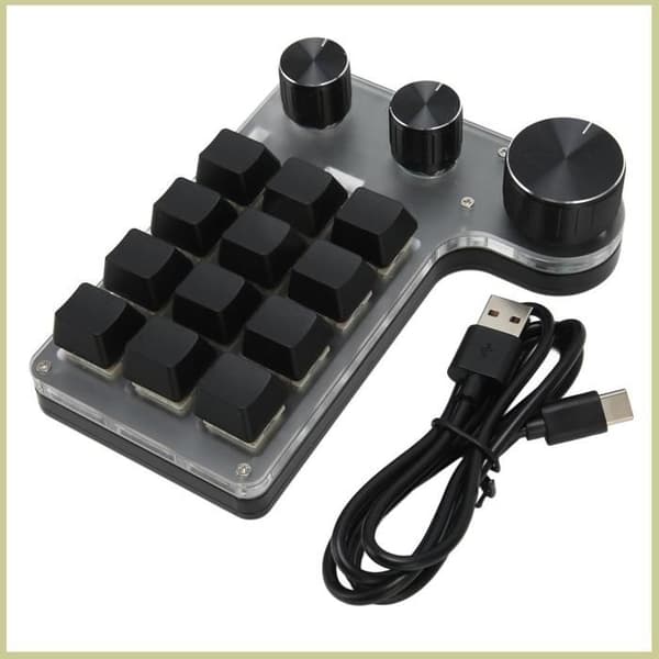 Mini mekaniskt tangentbord - COCOSITY - 12 tangenter en hand - Röda switchar - USB-C/Bluetooth - Helt programmerbart