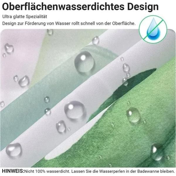 Duschdraperi - 180 x 200 cm - Gröna blad - Mögelresistent - Vattentät