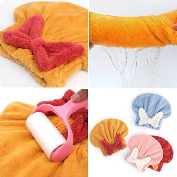 Håndklædehætte til Tørring - 2 Stk - Mikrofiber - Super Absorberende - Rosa