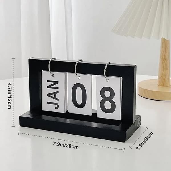 Kalender - Kalender 2026 - Evig kalender i trä - Daglig blädderkalender - Stort återanvändbart format