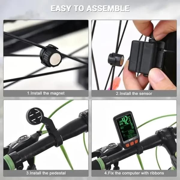 Digital cykelcomputer - YYV - Trådløs - Genopladeligt batteri - Baggrundsbelysning
