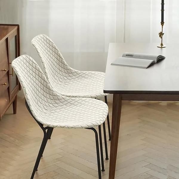 4st Skandinaviska Stolsöverdrag, Utsträckbart Matsalsstolsöverdrag, Diamant Jacquard - Beige