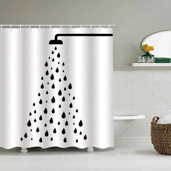 Duschdraperi, duschspray, mögelresistent, 12 krokar, vattentät, tvättbar, polyester, 180 x 200 cm