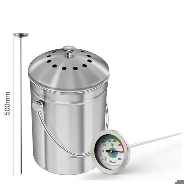 Termometer Kompost i Rustfrit Stål - 54 mm Skive 500 mm Temperatursonde Kompostaccelerator TERMOMETER