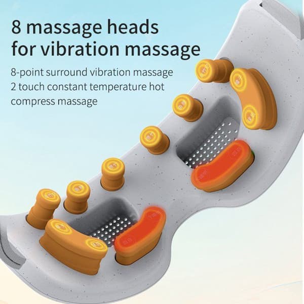 Ögonmassageapparat - Uppladdningsbar - Värmefunktion - Massagemetoder - För torra ögon, migrän