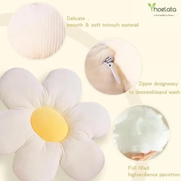 Dekorativ kudde - Blomma - Marguerit - 40 cm - Polyester - Mjuk och elastisk