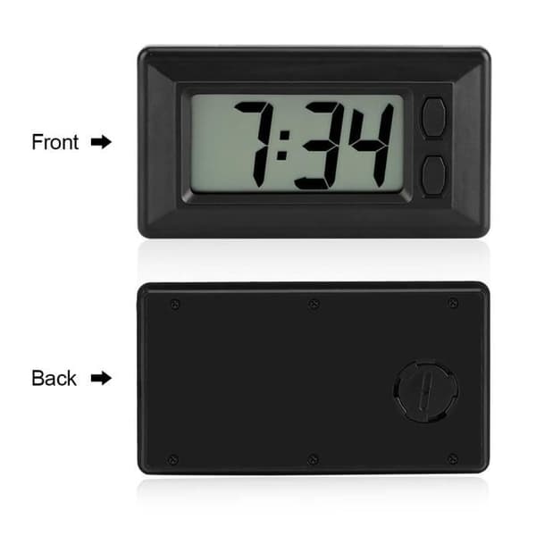 Digital klocka - OHL - LCD - Visning av tid och datum - Instrumentbräda installation - Svart