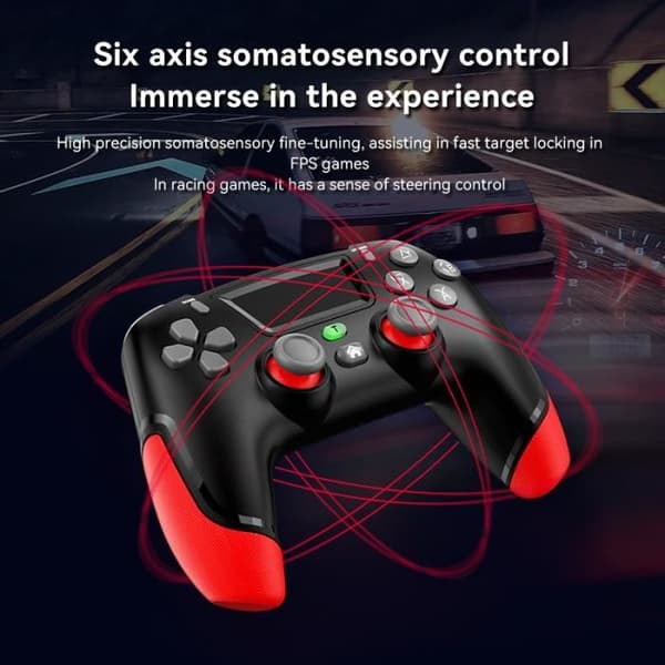 Spilcontroller - PIMPIMSKY - PIMPIMSKY - Trådløs Bluetooth - Multi-platform - 6 akse vibration Svart och röd