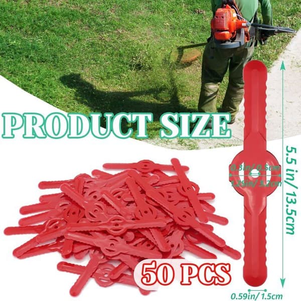 Gräsklipparblad - 135 mm - Pack 50 stycken - Hållbar ABS - För batteridriven gräsklippare