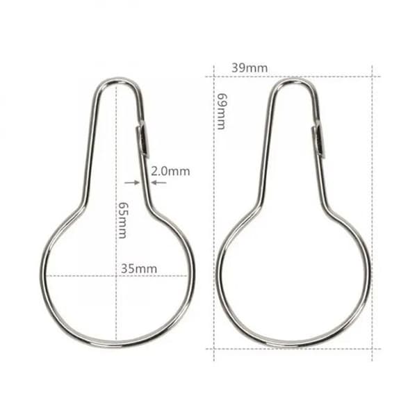 Gardinstænger - Rustfrit stål - Sæt af 50 - Sølv - 70x39 mm - Rustfri
