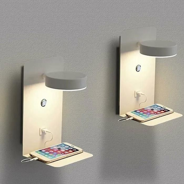 LED-seinävalaisin - 2 kpl - 12W - himmennettävä - USB - Harmaa