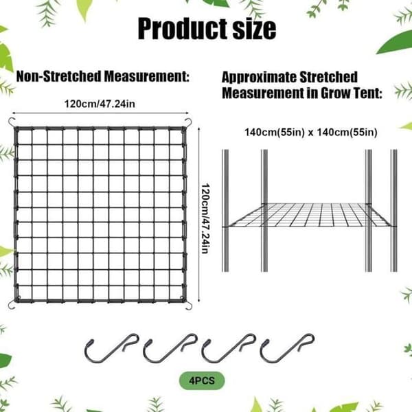 Kulturnet til Klatreplanter 120 X 120cm - Elastisk Have Trellis, Elastisk Kulturnet