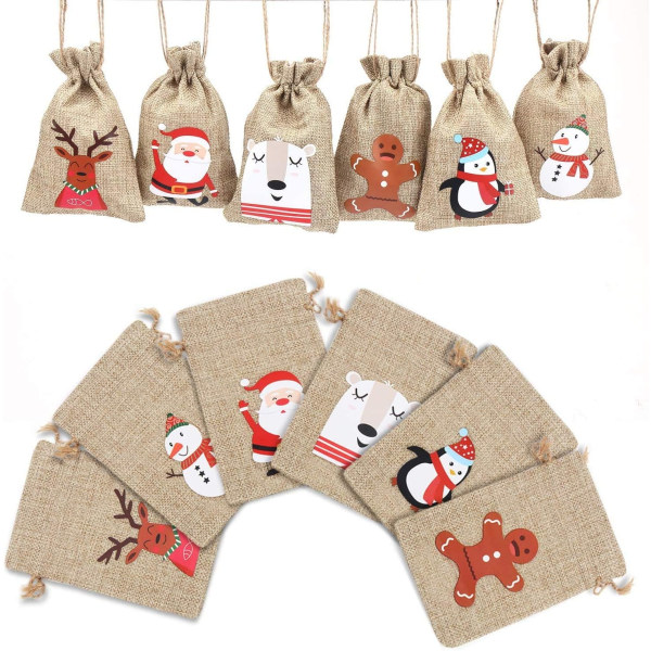 Jute Jute Jute Tasker, Xmas Jute Linned Jute Snøre Gi