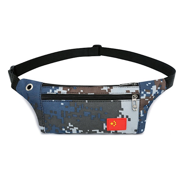 Män kvinnor Fanny Pack Midjeväska Outdoor Tactics Sport Telefon Kamouflage Bälte Löpning Navy Digital Blue