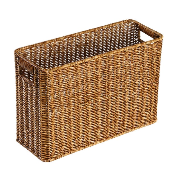 Japansk stil magasin kurv Organiseret plast rattan til Dark Brown