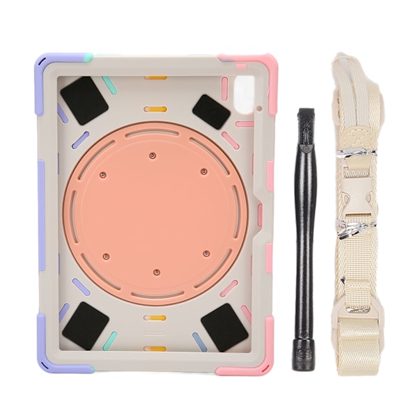 Nettbrettveske Silikon Hard PC Presise Utsparinger Justerbar Stropp 360 Graders Støtteveske for IOS Nettbrett 10. Gen 2022 Fargerik Rosa