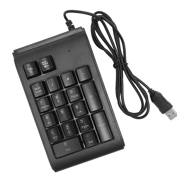 USB Kablet Numerisk Tastatur 19 Taster Numerisk Pad Vandtæt RGB Baggrundslys Bærbar til Notebook Laptop Computer Sort