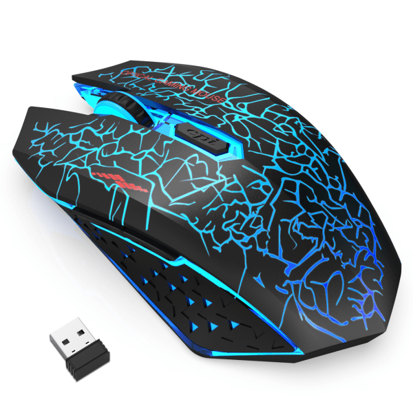 Trådlös mus, uppladdningsbar glödande mus för bärbar dator, regnbågsfärg
