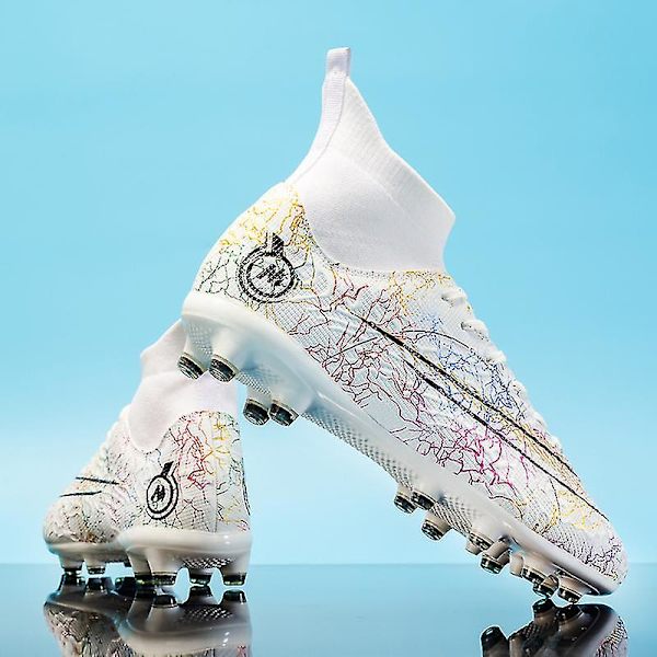 Fotballsko for menn Anti-Skli Fotballsko Knotter Gras Fotball Sneakers Yj068a White 44