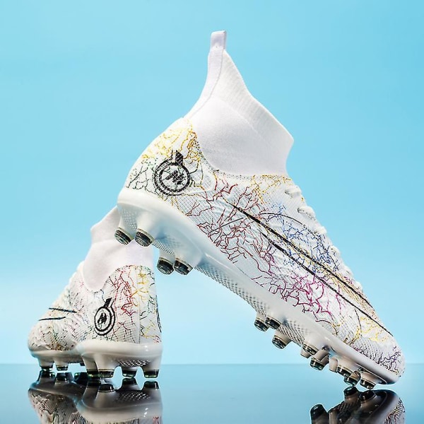 Fotbollsskor för män Halkfria fotbollsskor Klossar Gräs Fotbollssneakers Yj068a White 37