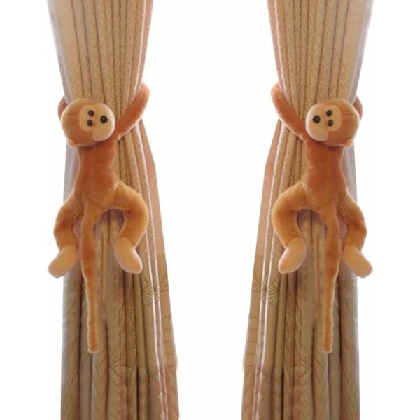 Set med 2 Monkey Nursery Curtain Krokar - Brun