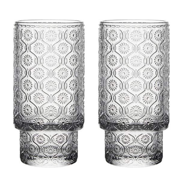 2-pakks glass, Laguna Beach kopp, preget retro sammenleggbar kaffekopp, festkopp - BPA-fri.