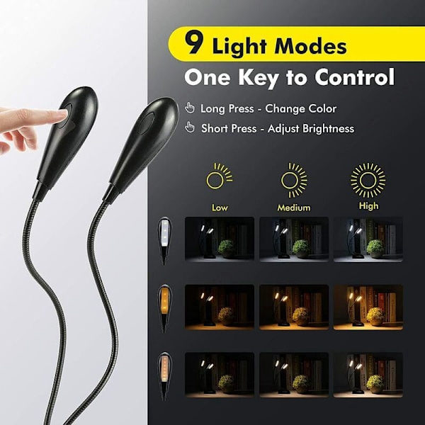 14 lys 9 gir LED leselys lade beskyttende lampe klemme bordlampe，Passer for soverom, kontor, studenthjem