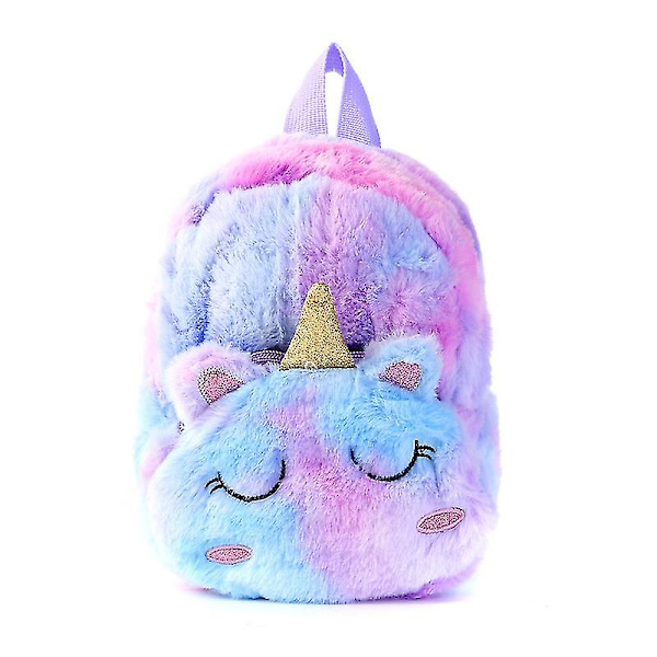 Unicorn Velvet Skoletaske Kvindemode Sød rygsæk Plysrygsæk F
