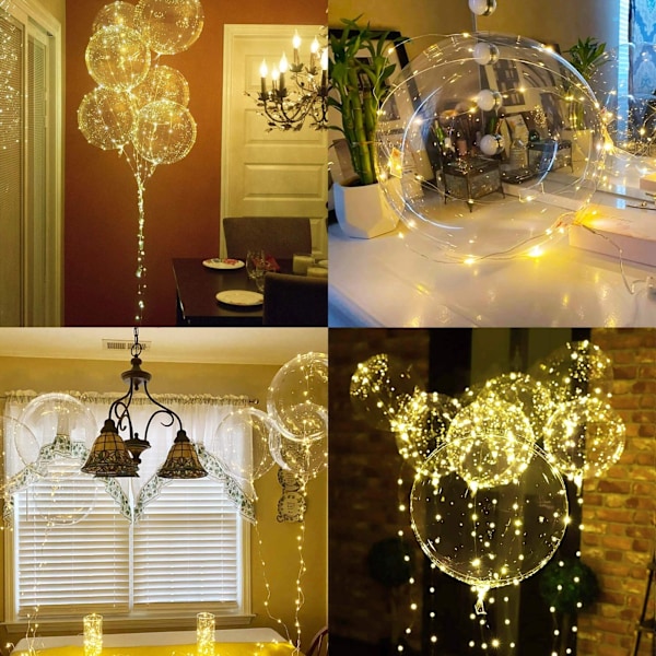 10st, Nya 60,96 Cm LED-ballonger Transparenta Helium Bobo-ballonger, Glow Bobo-ballonger med ljusslingor för alla hjärtans dag Halloween jul Warm Warm 10 Packs