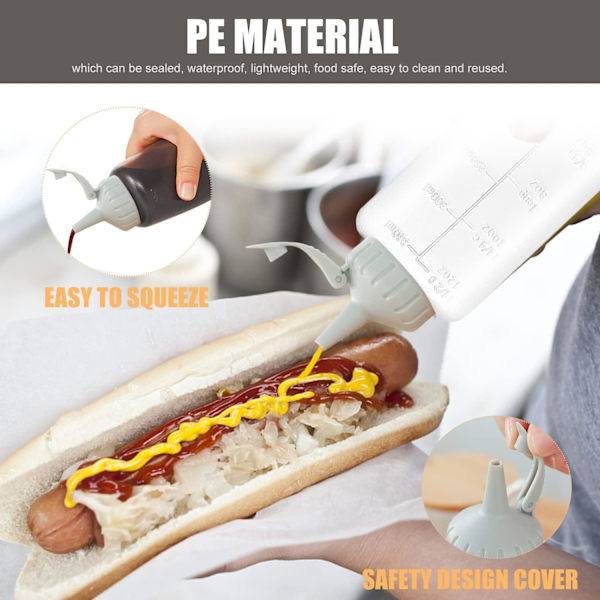 Sauceflaske med låg 4 stk 350 ml Plastkrydderi Squeeze Bo