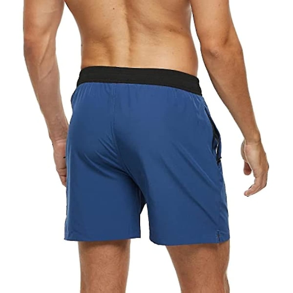 Badbyxor för män med dragkedja Vattentät Torkande Snabbbaddräkt Badshorts med justerbar dragsko-n Electric Blue Electric Blue L