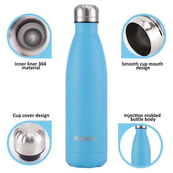 Rustfri vannflaske 500ml, egnet for kullsyre